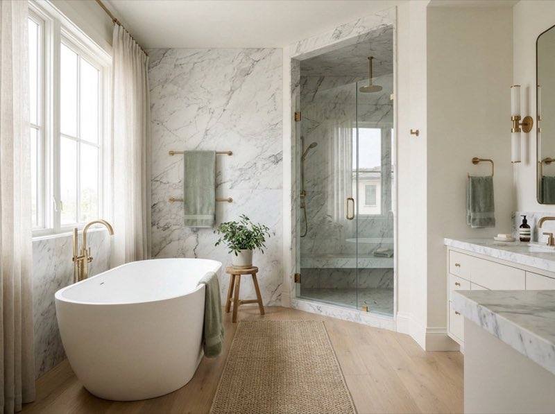 Spa-inspired bathroom remodel design concept