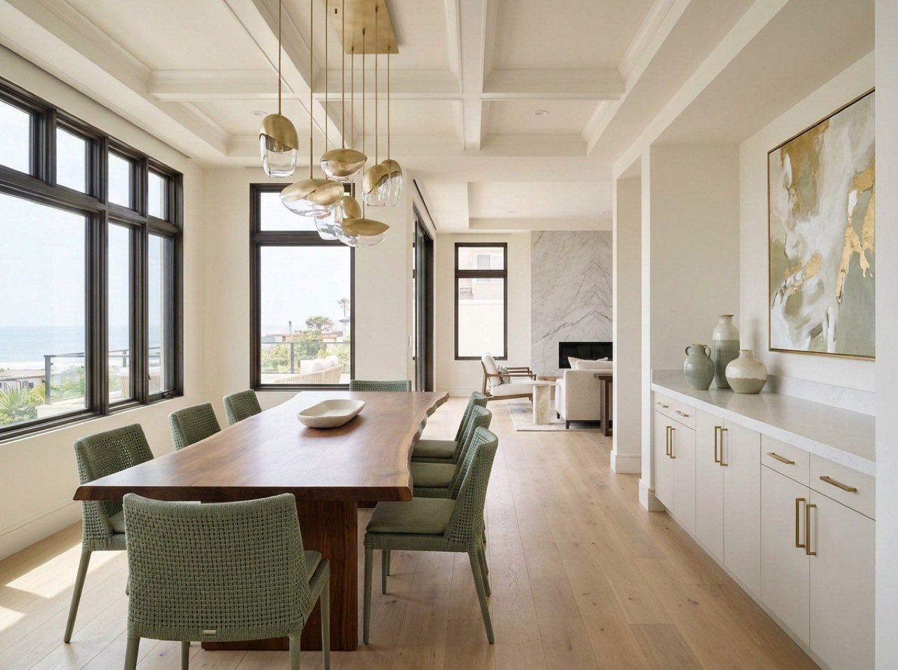 Warm, light-filled dining space with natural wood — design concept by Noble Home Remodeling